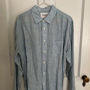 Corridor blue and white linen button down